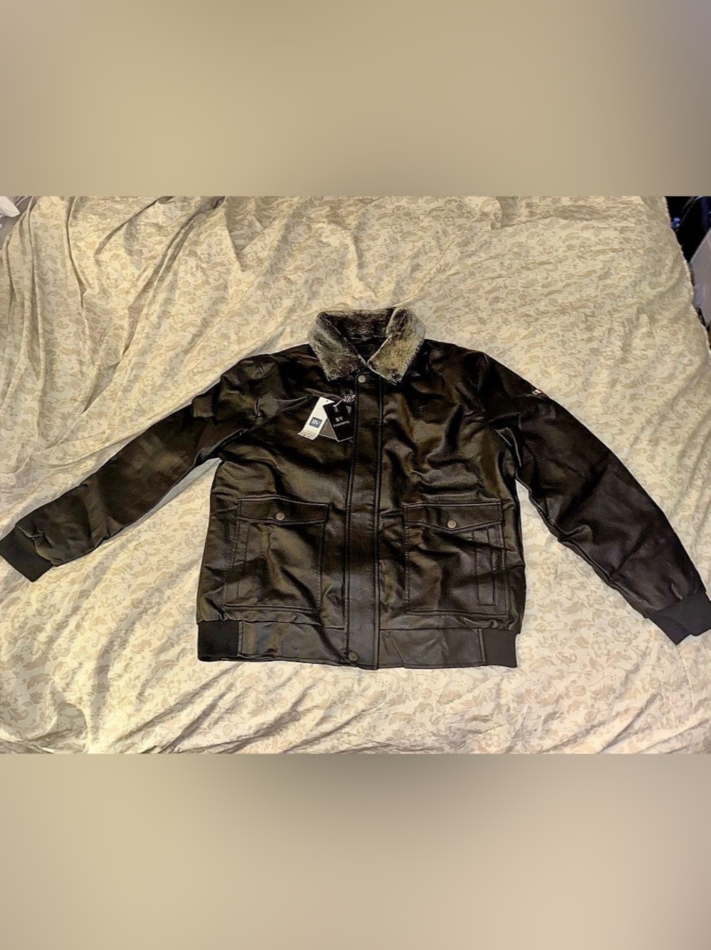 BV Clothing Faux Fur Collar Jacket in Black & Gray NWT